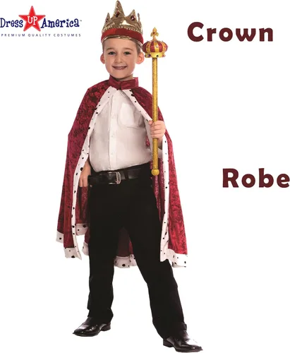 Vista 2 de Dress Up America Corona y bata de rey - Disfraz de rey para niños - Talla única