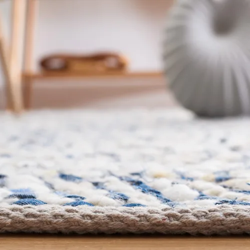 Vista 4 de SAFAVIEH Natura Collection - Alfombra de pasillo, 2 pies 3 pulgadas x 7 pies, azul y marfil, lana y algodón, ideal para dormitorio, vestíbulo