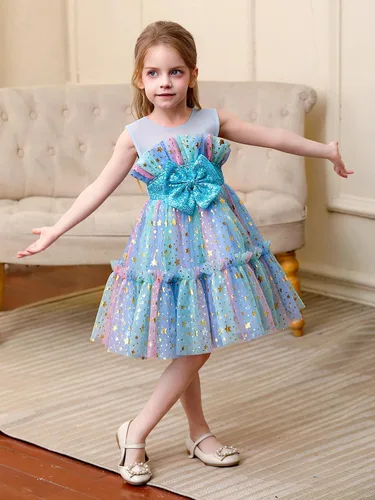 Vista 4 de Miipat Vestido de niña de flores para bebé, boda, fiesta, tul, princesa, vestido de baile, vestido formal con lazo para la cabeza