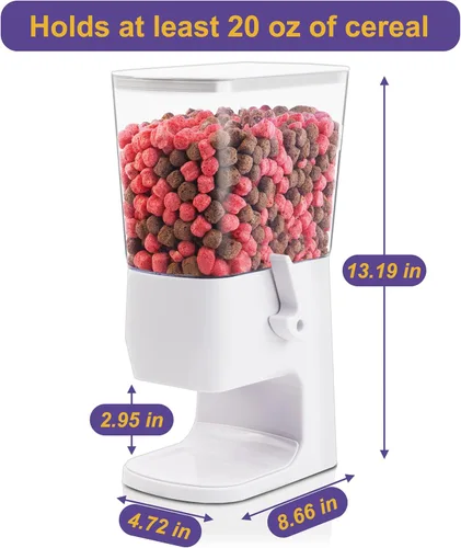 Vista 2 de Dispensador de cereales para encimera, paquete de 2, dispensador de alimentos secos de 3.2 L, contenedores organizadores de aperitivos con tapas