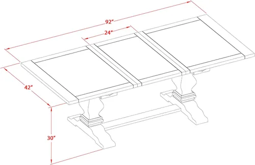 Vista 14 de East West Furniture ALAFR7-81-02 Juego de mesa de comedor moderno de 7 piezas consta de una mesa rectangular de madera con hojas extraíbles y 6