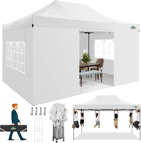 Vista 41 de COBIZI Tienda de campaña desplegable de 6.6 x 6.6 pies, toldo resistente, fácil de instalar, impermeable, para exteriores, fiestas, playa, jardín