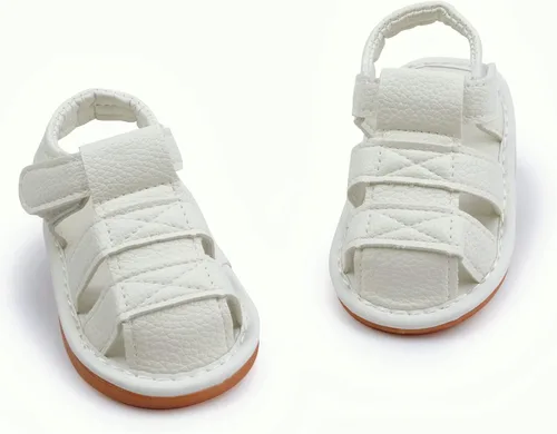Vista 5 de WILLFUN Sandalias chirriantes de verano para bebé, niño, niña, suela de goma de primera calidad, puntera cerrada, antideslizantes, zapatos
