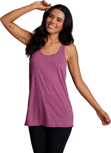 Vista 2 de RBX Active - Camiseta de tirantes para mujer con espalda en T, fluida, para yoga y entrenamiento con detalle de moda Baton Rouge
