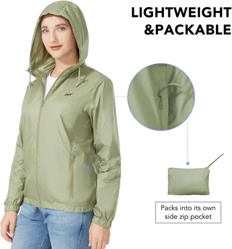 Vista 3 de MONSTER VALLEY Women Running Rain Lightweight Jacket Waterproof Hooded Cycling Rain Jackets Outdoor Packable