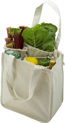 Vista 8 de Simple Ecology Bolsa de compras reutilizable de algodón orgánico; fundas para botellas, soporte inferior rígido (diseño actualizado)