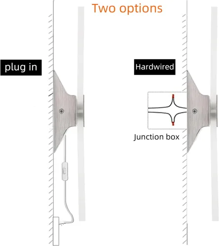 Vista 6 de KICAAO Apliques de pared, moderno aplique de pared enchufable, 10 W, 6000 K, luces de pared acrílicas blancas frías con cable de enchufe