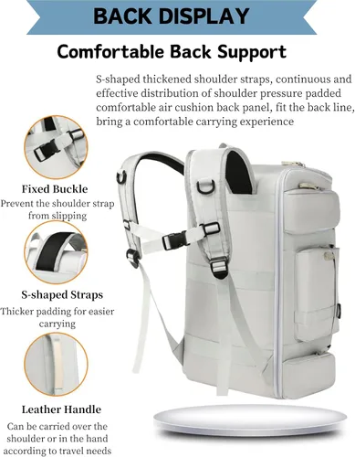 Vista 4 de Bolsas de viaje grandes para hombres y mujeres, bolsa de gimnasio deportiva de 50 litros con bolsillo húmedo, bolsa de viaje impermeable, mochila