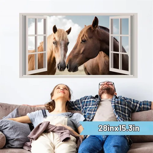 Vista 3 de Pegatinas de pared de caballo, despegar y pegar, calcomanías de pared Caballo marrón