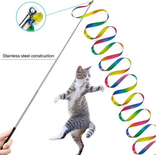 Vista 6 de ZPH Juguetes para gatos, paquete variado de plumas interactivas para gatos, varita y gatito, incluye juguete de ejercicio para gatos, ratón, gusanos