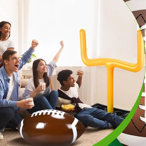 Vista 5 de Leyndo Juego de fútbol inflable gigante de 2 piezas, fútbol inflable gigante de 36.6 pulgadas y poste de portería inflable de 54.3 pulgadas