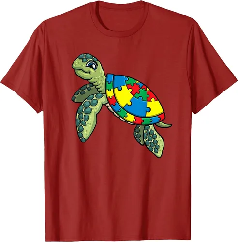 Vista 18 de Turtle Puzzle Pieces for Autism Awareness Kids Women Teacher T-Shirt Asphalt Grey