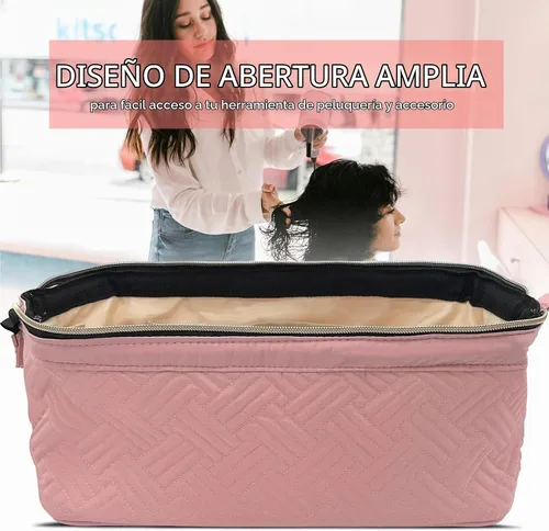 Vista 7 de Bolsa de viaje para herramientas para el cabello Shark Flexstyle y Dyson Rosado