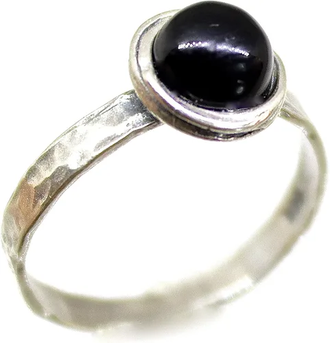 Vista 47 de Anillo de plata de ley con piedras preciosas para mujer, anillo apilable de piedra martillada, anillo de piedra natal