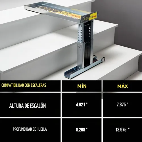 Vista 5 de Ideal Security Escalera plegable PRO: Se adapta a escalones de 4.921" a 7.875" de alto, extensor de escalera, accesorios, estabilizador, nivelador