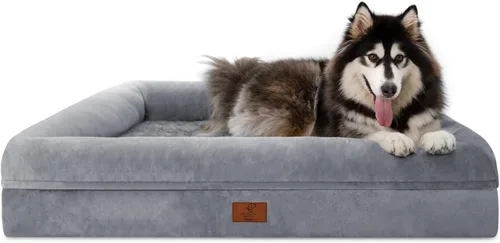 Vista 18 de Cama ortopédica grande para perros, cama impermeable para perros con funda extraíble, sofá suave para mascotas con 4 lados extraíbles y base
