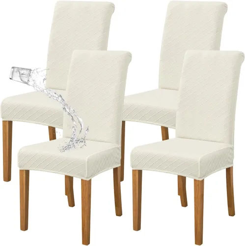 Vista 28 de FORCHEER Juego de 4 fundas para sillas de comedor para comedor, fundas elásticas para sillas de comedor y cocina, lavables y extraíbles