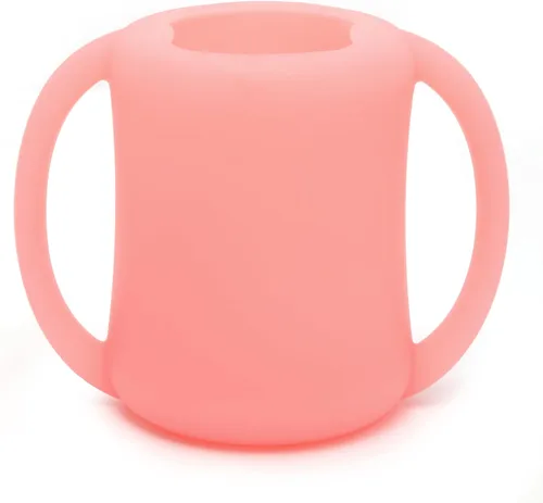 Vista 12 de PrimaStella Taza de entrenamiento de silicona para bebés y niños pequeños con asas (coral)