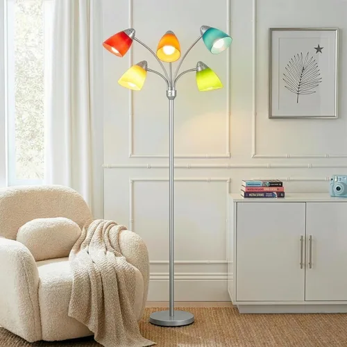 Vista 8 de Brightech Medusa - Lámpara de pie LED. Lámpara de pie ajustable con múltiples cabezales para sala de estar, dormitorio o habitación de los niños.