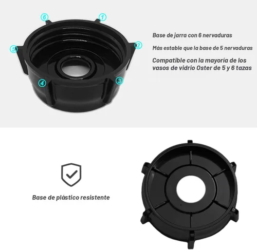 Vista 7 de Tarro de vidrio de licuadora de 6 tazas con cuchilla, piezas de repuesto para licuadora Aspas para Oster Osterizer serie Classic