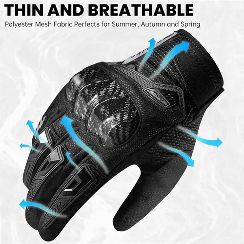 Vista 3 de MADBIKE - Guantes de motocicleta con pantalla táctil para motocross, bicicleta de tierra, aptos para hombres y mujeres, con nudillos protectores