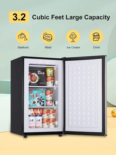 Vista 12 de Congelador vertical compacto de 3.0 pies cúbicos Mini congelador de una sola puerta Congelador Plata