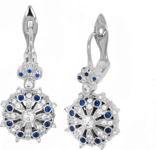 Vista 3 de ETHNIQ Felicia Collection - Aretes colgantes para mujer, diseño floral, chapados en oro amarillo de 22 quilates, adornados con circonita cúbica