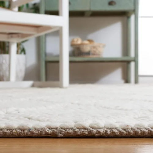 Vista 5 de SAFAVIEH Natura Collection - Alfombra de área de 5 x 8 pies, marfil y marfil, lana y viscosa hecha a mano, ideal para zonas de alto tráfico en sala