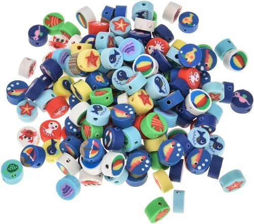 Vista 44 de 100 cuentas espaciadoras de arcilla polimérica para el Día de la Independencia del 4 de julio para hacer joyas, manualidades, pulseras, collares