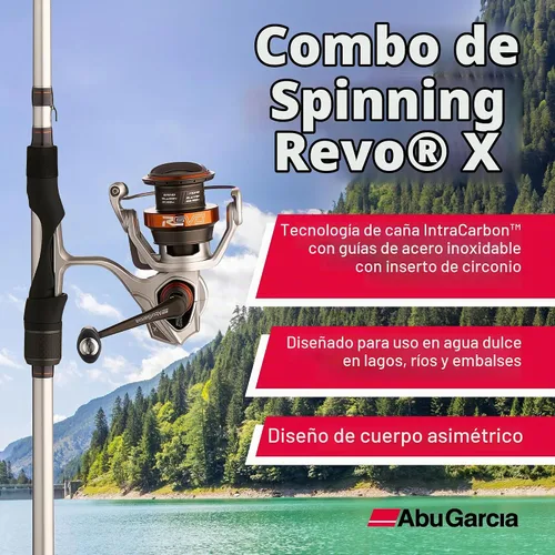 Vista 2 de Abu Garcia Revo X Carrete Giratorio y Combo de Caña de Pesca