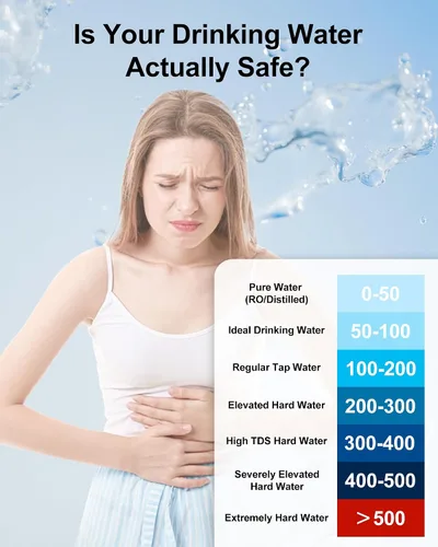 Vista 5 de 9 en 1 probador de agua inteligente con monitoreo por APP, kit de prueba de agua digital para turbidez, TDS, EC, temperatura, sal, GH, TOC, COD