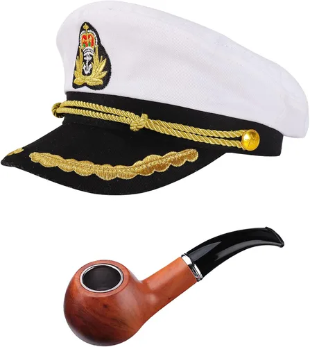 Vista 12 de Ibeauti Gorra unisex ajustable para adultos, disfraz de capitán Almirante, gorra de marinero para cosplay