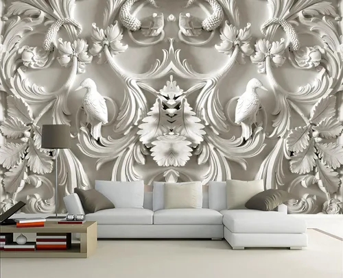 Vista 16 de Papel tapiz mural de pared 3D de metal rojo y negro para dormitorio, 137" x 100