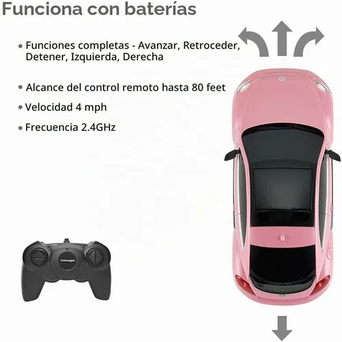 Vista 6 de RASTAR Beetle - Coche de control remoto, escala 1:24 Beetle RC coche de juguete para niños, escarabajo rosa