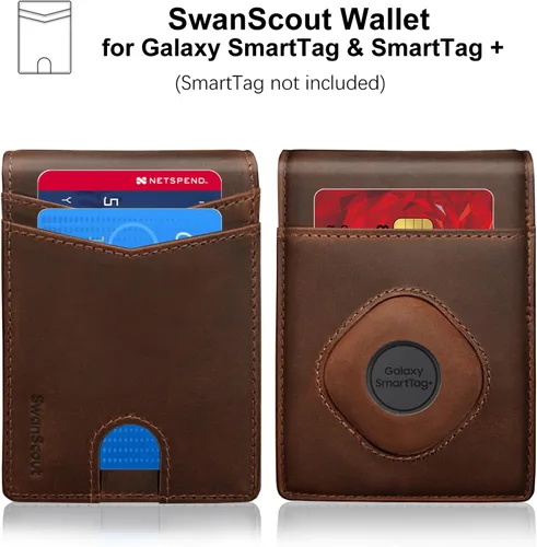 Vista 4 de Cartera para Galaxy SmartTag, Marrón, Carteras con soporte para rastreador