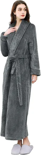 Vista 2 de Hellomamma Bata larga para mujer, suave y cálida, de felpa, para dormir, pijama, bata de casa