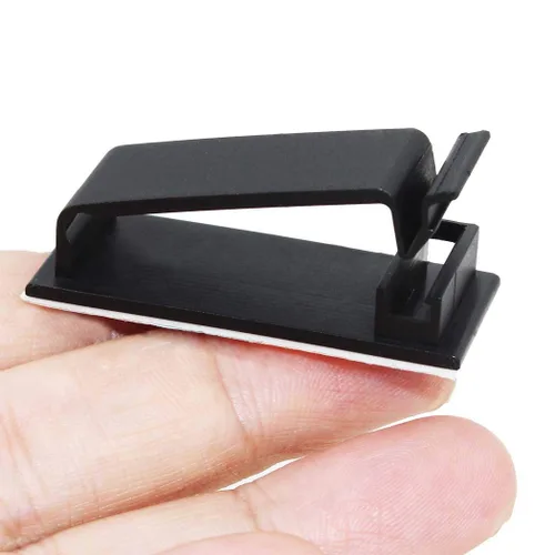 Vista 2 de SOULWIT 50 clips autoadhesivos para gestión de cables, color negro