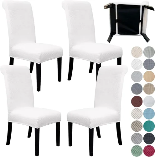 Vista 15 de SPRINGRICO Paquete de 2 fundas para sillas de comedor con cinturón de seguridad, fundas elásticas para sillas Parsons lavables, fundas protectoras