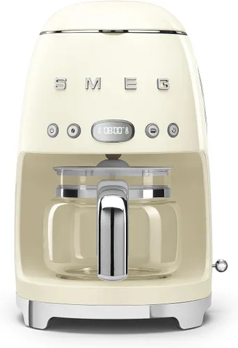 Vista 6 de Smeg Cafetera de goteo estética de estilo retro de los años 50 con jarra de vidrio de 10 tazas, función de arranque automático, plato para mantener