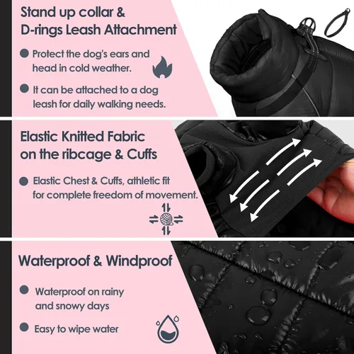 Vista 3 de AOFITEE - Abrigo para perros, impermeable para invierno, cálido traje completo para perros, abrigo de invierno para perros pequeños, chaqueta