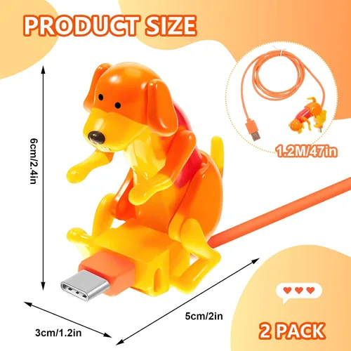 Vista 2 de Frienda - 2 piezas de cable de carga para perros, regalos de temporada de graduación, cable USB para mascotas con transmisión de datos