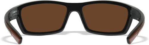 Vista 2 de DVX Charge - Lentes de sol – ANSI Z87.1 – Lentes de espejo naranja con montura negra brillante con puntas naranjas, gafas de seguridad que cumplen