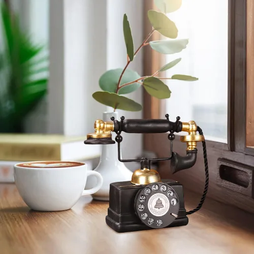 Vista 3 de Eforcase Teléfonos retro creativos decorativos modelo de teléfono decoración de pared de teléfono, decoración de teléfono giratorio de resina
