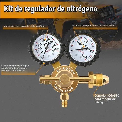 Vista 8 de Kit de llenado de choque de nitrógeno con mandril Schrader sin pérdida de calibre de nitrógeno de 700 psi