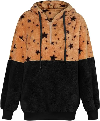 Vista 5 de RMXEi - Sudadera con capucha para mujer, talla grande, diseño de estrellas, con bolsillos, para invierno