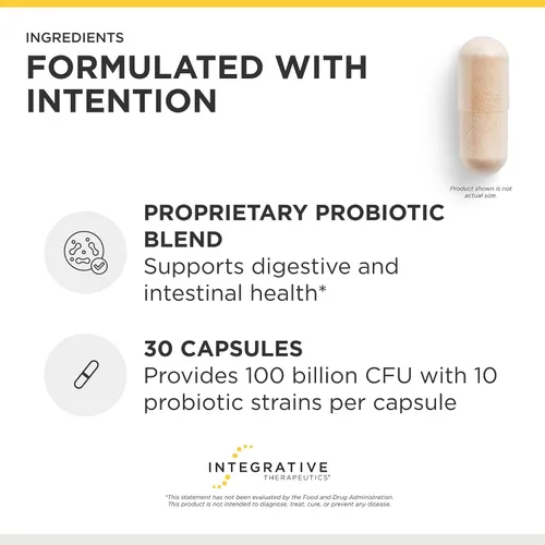 Vista 4 de Integrative Therapeutics - Enterogenic Intensive 100 - 100 mil millones UFC Probiótico de alta potencia - Varias cepas para apoyo digestivo - 30