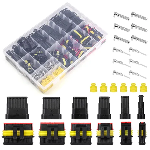 Vista 7 de 372 conectores eléctricos impermeables para automóviles de conexión y desconexión rápida, kit de conectores de cable de 1/2/3/4/5/6 pines (18 juegos)