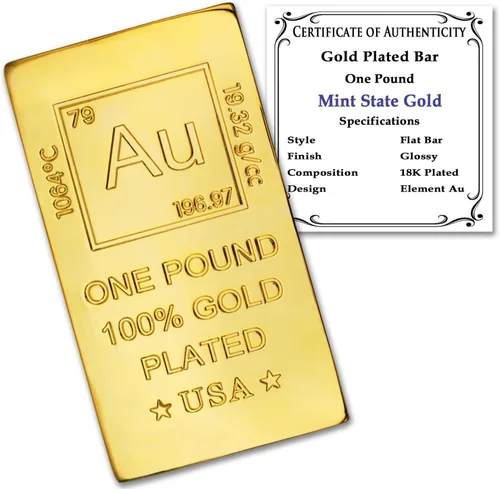 Vista 9 de Barra de aluminio de 1 libra .999 Pisapapeles puro Diseño de elementos con certificado de autenticidad