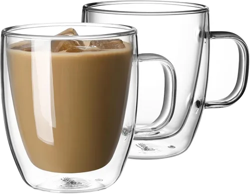 Vista 8 de Sweese Juego de 2 tazas de espresso de vidrio de doble pared de 5 oz, tazas de shot de espresso perfectas para capuchino, latte, té