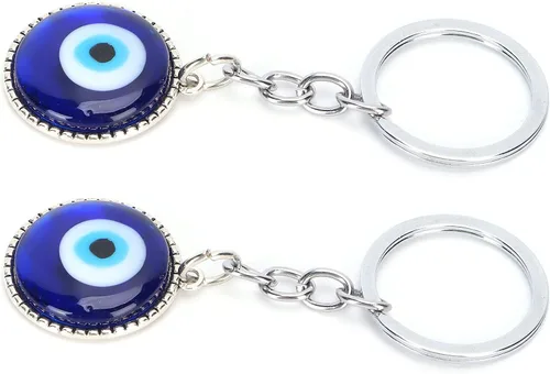 Vista 9 de Yosoo Health Gear - Llaveros contra el mal de ojo, 2 llaveros de mal de ojo, amuleto de esmalte de color aleación, llavero de cristal colgante azul